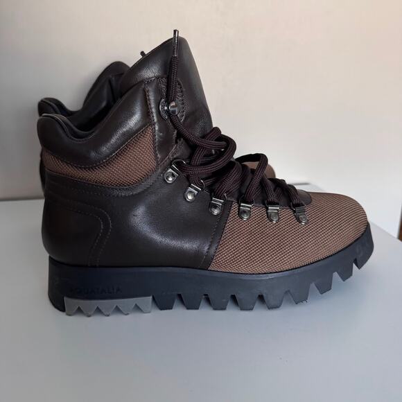 Aquatalia Women's Darya Weatherproof Leather-Trim Hiking Boot Brown Size 9 - Picture 2 of 8
